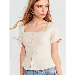 UO Square-neck Button down Linen Top NWT